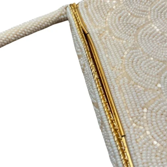 Vintage White Beaded Handbag Handmade Hong Kong - Picture 12 of 12